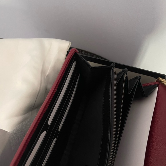 GUCCI New Marmont black red leather shoulder small bag,wallet on chain Authentic - Picture 6 of 13